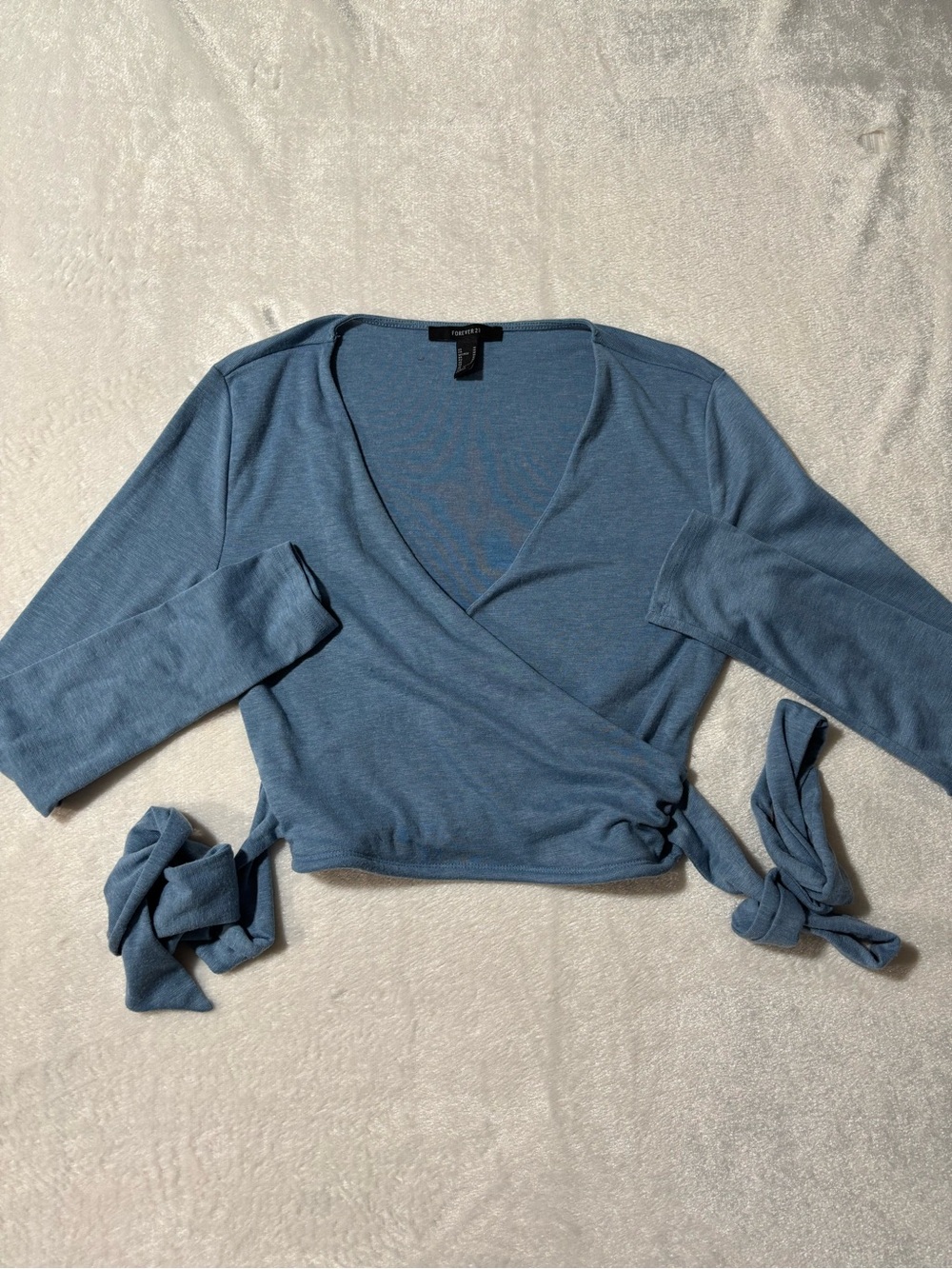 Forever 21 Blue Wrap Cropped Top with Side Ties